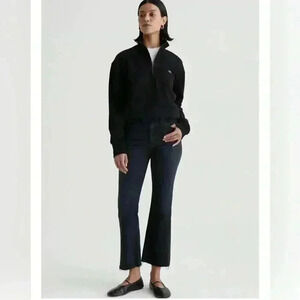 AG Los Angeles Farrah Boot Crop High Rise  Jeans in Dark Blue Size 33
